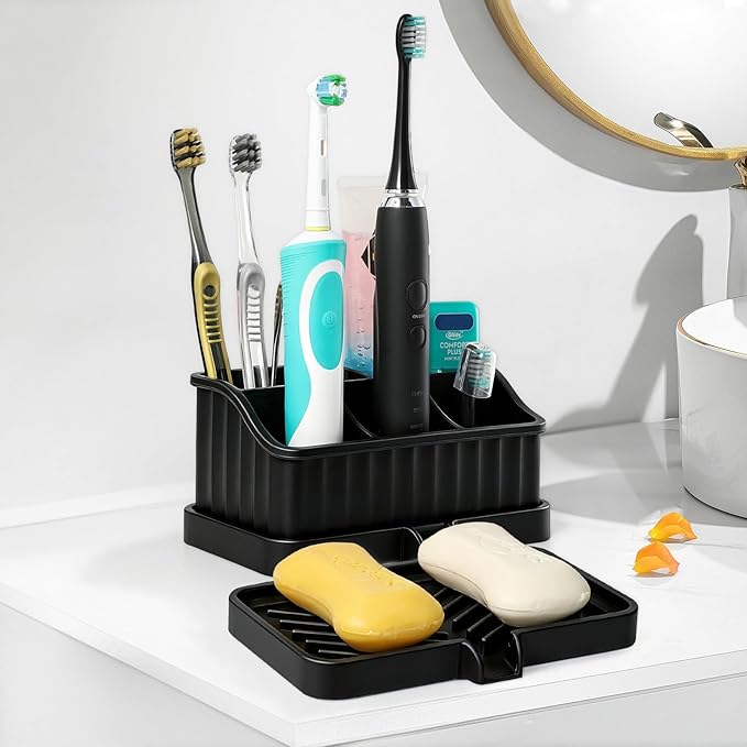 Silicone Toothbrush Holders for Bathrooms, Black