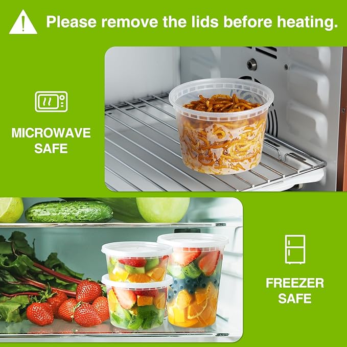 30 Set 32oz Deli-Containers-with-Lids, Airtight Food-Storage-Containers