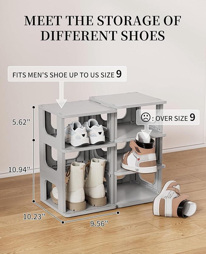 HAIXIN 5-Tier Shoe Rack - Durable Space Saving Shoe Storage Stand for Closet, Entryway, Hallway, Dorm, Bathroom - Grey