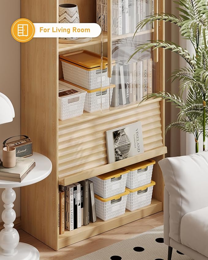EOENVIVS Storage Bins Bakets with Lids 6 Pack, Stackable Organizer Bins for Small Spaces, Pantry, Closet & Bathroom, Secure Snap Lids, 11x7x5 Plastic Storage Containers for Shelf Organization, White