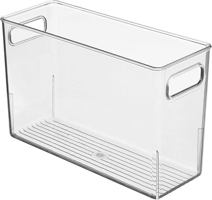 iDesign Tall Plastic Storage Bin with Handles for Fridge or Freezer - Set of 2 - Clear - Made in USA