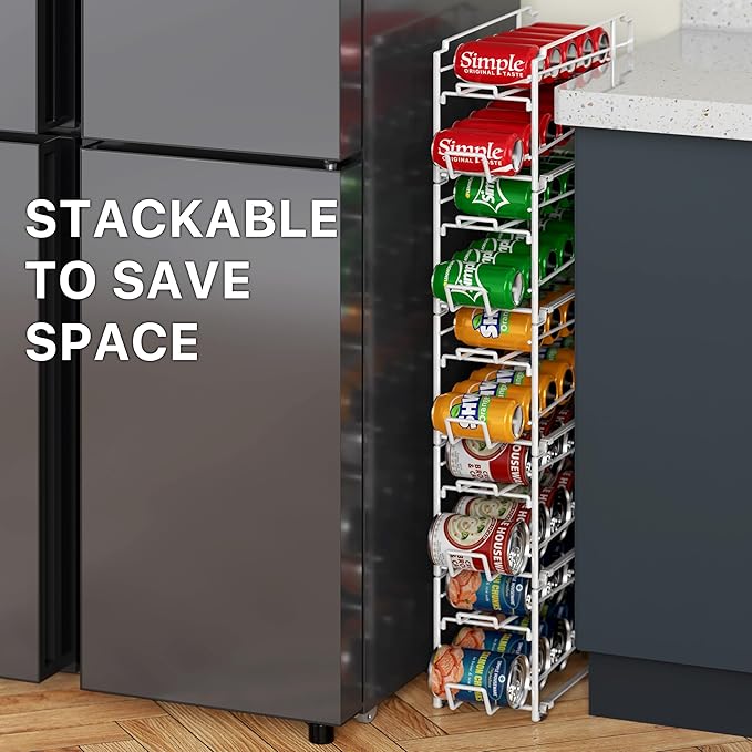 Simple Houseware Stackable Beverage Soda Can Dispenser Organizer Rack, White