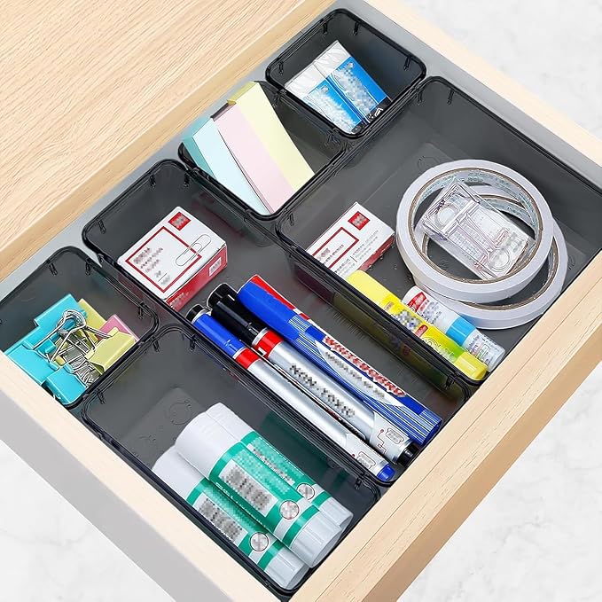 25 PCS Drawer Organizer Set, Utensils and Gadgets,Black