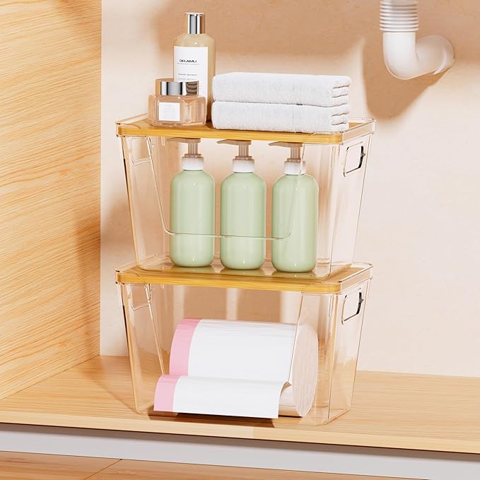 Acrylic Trash Bag Holder, 3 Pack Stackable Garbage Holder for 4-33 Gallon Bags