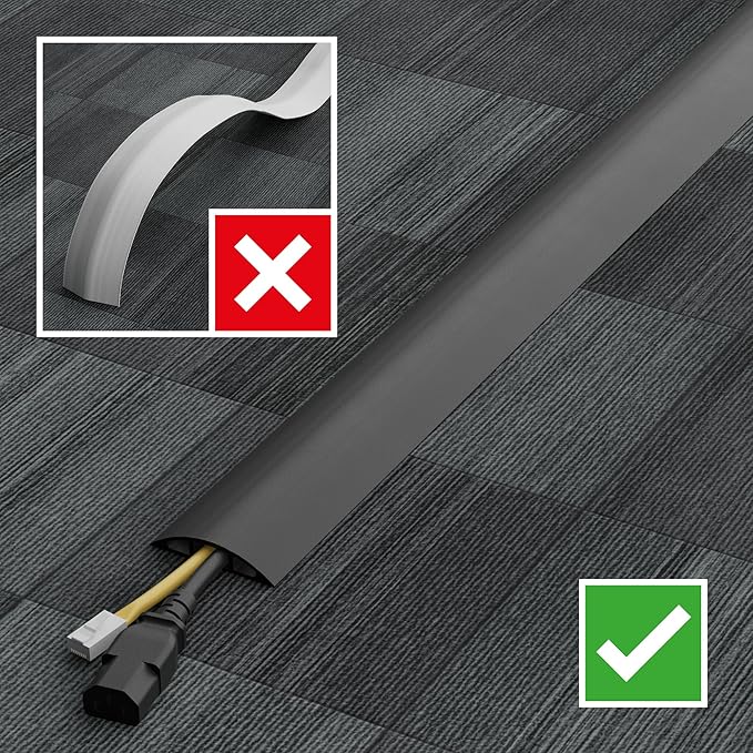 D-Line 30ft Floor Cord Cover, Floor Cable Protector, Extension Cord Cover, Black