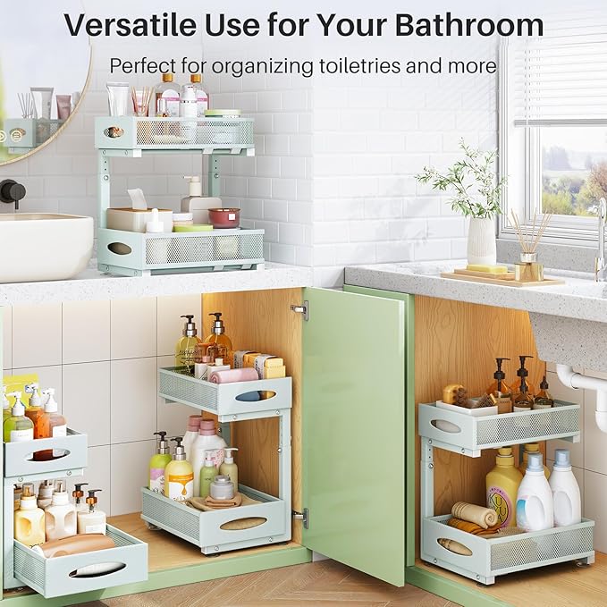 2 Pack Under Sink Organizer, Blue
