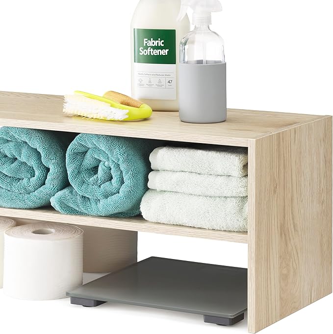 Whitmor Wood Stackable 2-Shelf Shoe Rack, White Oak, 24 inches,2 Pack
