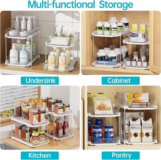 3 Pack 2-Tier Bathroom Under Sink Organizers and Storage