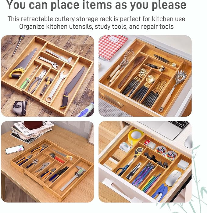 100% Bamboo Expandable Drawer Organizer