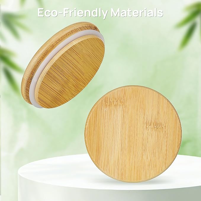 Vtopmart Glass Food Storage Jars, 3 Pack Kitchen Containers with Airtight Bamboo Wooden Lids for Pasta, Cookies, Nuts, Coffee Beans, Cereal, Canisters Set for Flour, Pantry Organization, BPA Free