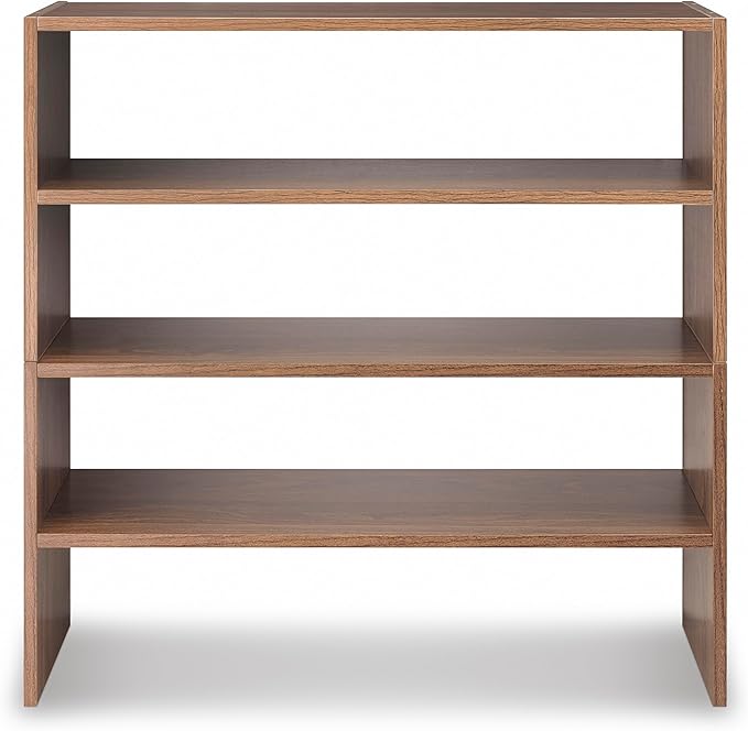 Whitmor Wood Stackable 2-Shelf Shoe Rack, Walnut, 31 inches,2 Pack