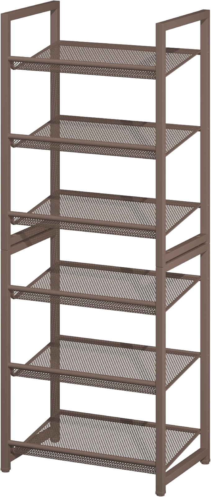 6 Tier Shoe Rack, Stackable Shoe Storage with Mesh Shelves, Holds 12-15 Pairs, Metal Shoe Organizer for Entryway Closet Garage, Bronze