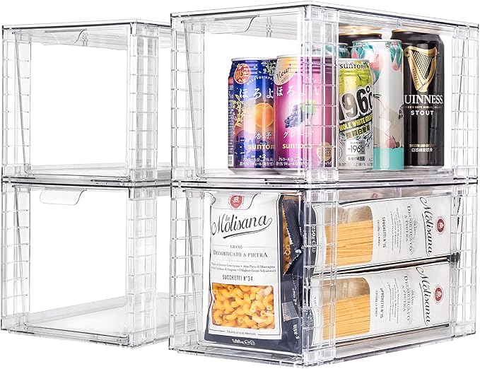 1Pack Large Stackable Kitchen Storage Drawers, XL-UP Handle