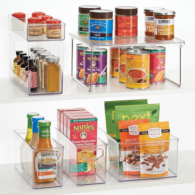 Stackable Storage Bin with Handles, Organize Pantry, Fridge, Or Freezer, Clear