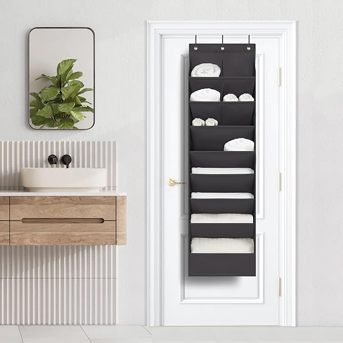 4 Pack Shoe Organizer with 6 Extra Large Pockets and 4 Large Pocket, Over the Door Sturdy Closet Storage Rack, Hanging Shoe Organizer for Shoes, Sneakers, Black
