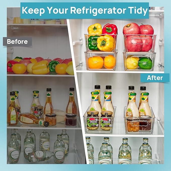 8pcs Clear Organizers and Storage Bins with Lids