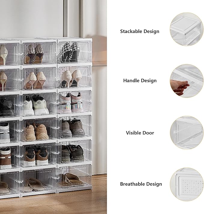 Upgrade Clear Foldable Shoe Storage Organizer