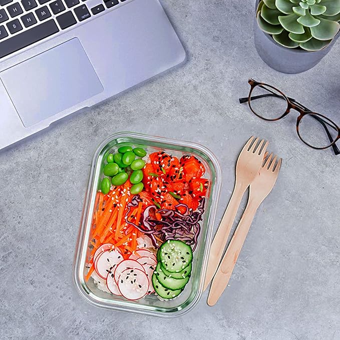 KOMUEE 24 Pieces Glass Food Storage Containers Set, Meal Prep Containers, BPA-Free Airtight Glass Storage Containers with lids, Freezer, Microwave and Oven Safe, Red