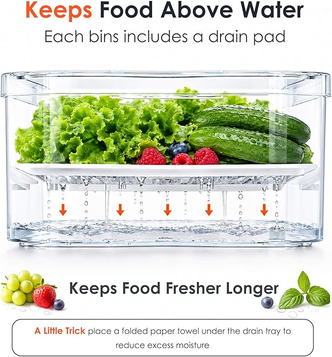 SMRCAD 10 Pack Refrigerator Organizers, Clear Container and Organizer Bins with Lids, Stackable Storage Containers for Fruits, Vegetable (Set of 10)