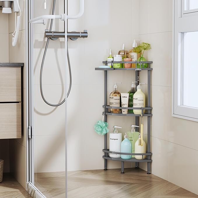 Standing Corner Shower Caddy, Grey