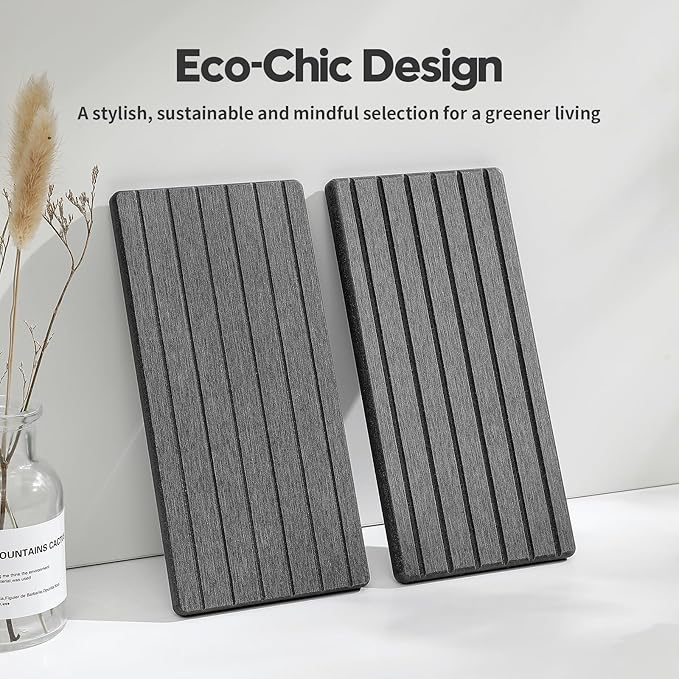 2PCS Diatomite Water Absorbing Stone Drying Tray Mat for Bathroom & Kitchen