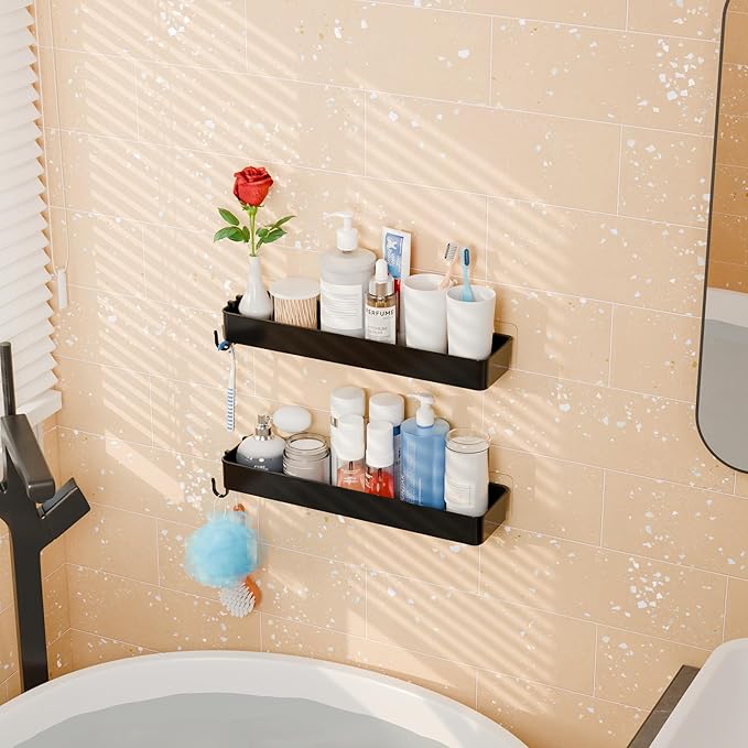 4 Pack in Shower Organizers, Adhesive Shower Caddy, Black