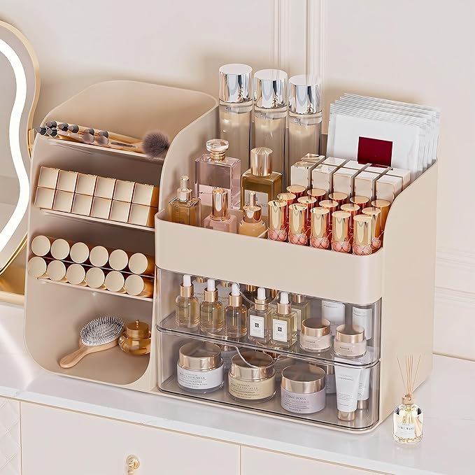 Makeup Organizer for Vanity, Crystal Creem