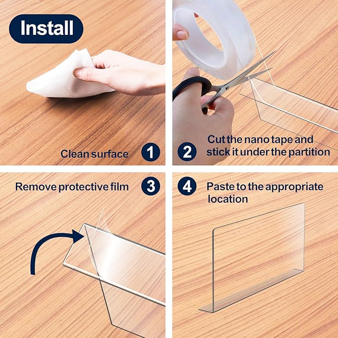 Acrylic Shelf Dividers For Closet Organization,Sweater Organizer For Closet - 12pack 8” Tall Clear Plastic Shelf Dividers For Closets Shelves Cabinets