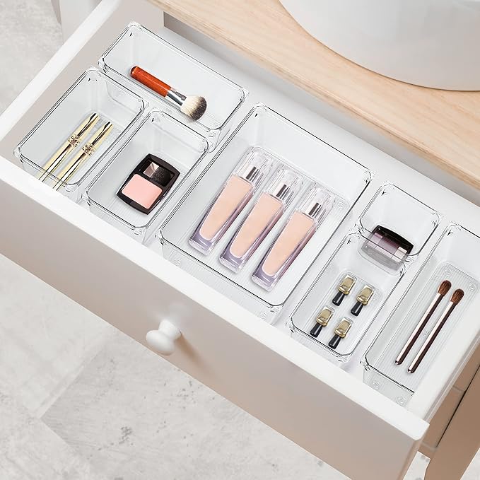 6 Pack Drawer Organizer, 3" X 6" Plastic Storage Bins