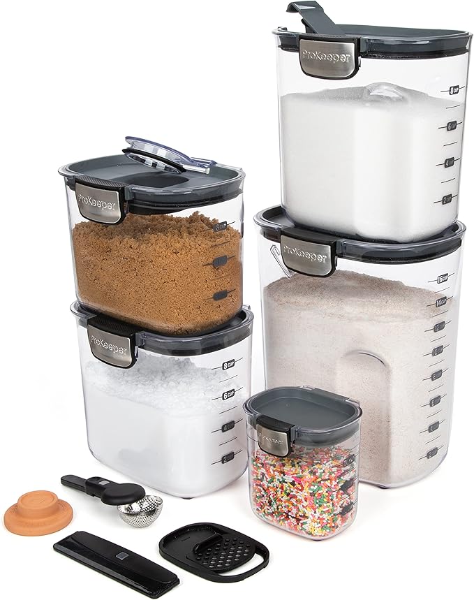 ProKeeper+ Airtight Food Storage Container Set, Grey, 9-Piece
