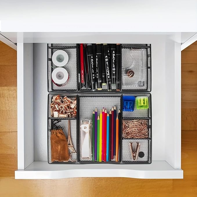 Desk Drawer Organizer Tray, Metal Mesh Drawer Organizers Office, 1PC Medium