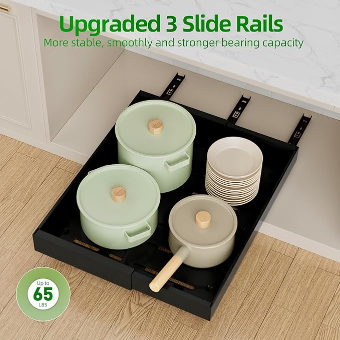 4 Pack Expandable Pull Out Cabinet Organizer, Black, 21"D X 9-14"W