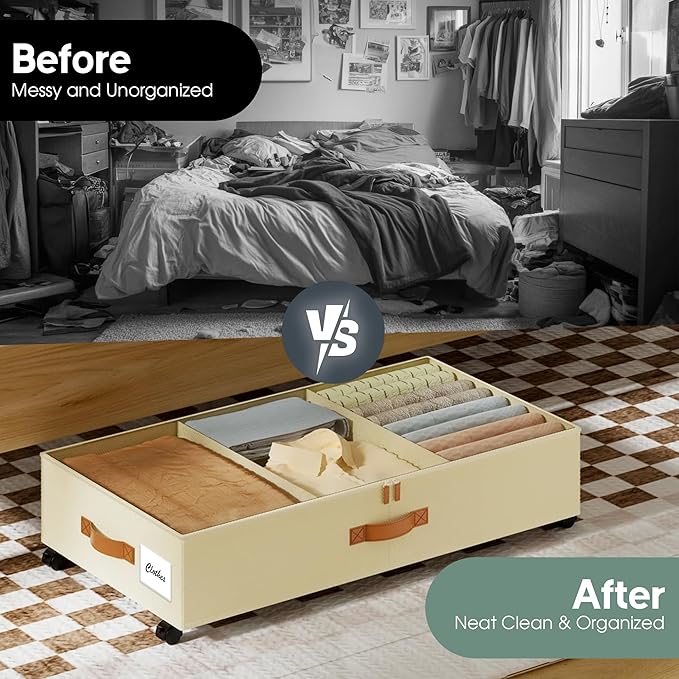 Underbed Storage with Wheels, 2 Pack (36L Each)