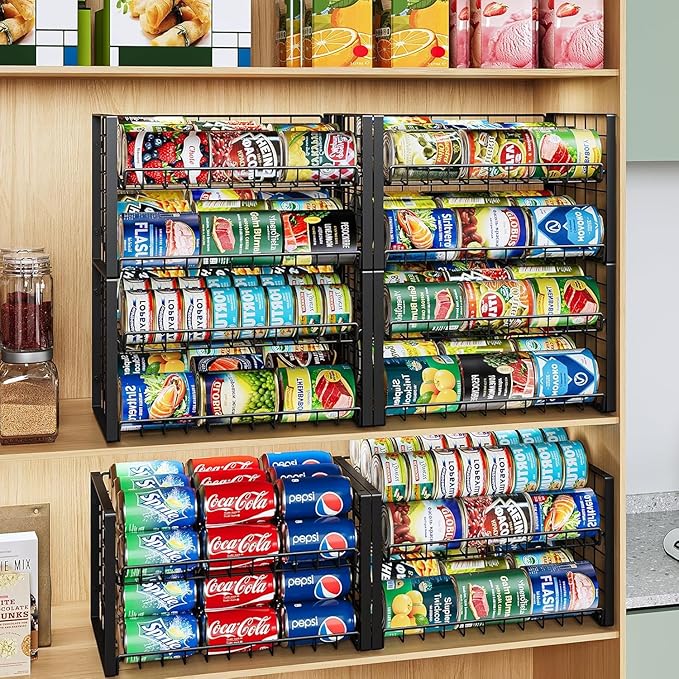 2-Tier Stackable Rack Organizer for Pantry, 4 Pack