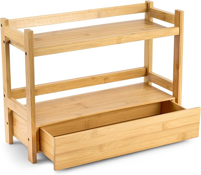 Bamboo Bathroom Counter Organizer, 17″ L x 6.5″ W x 12.6″ H