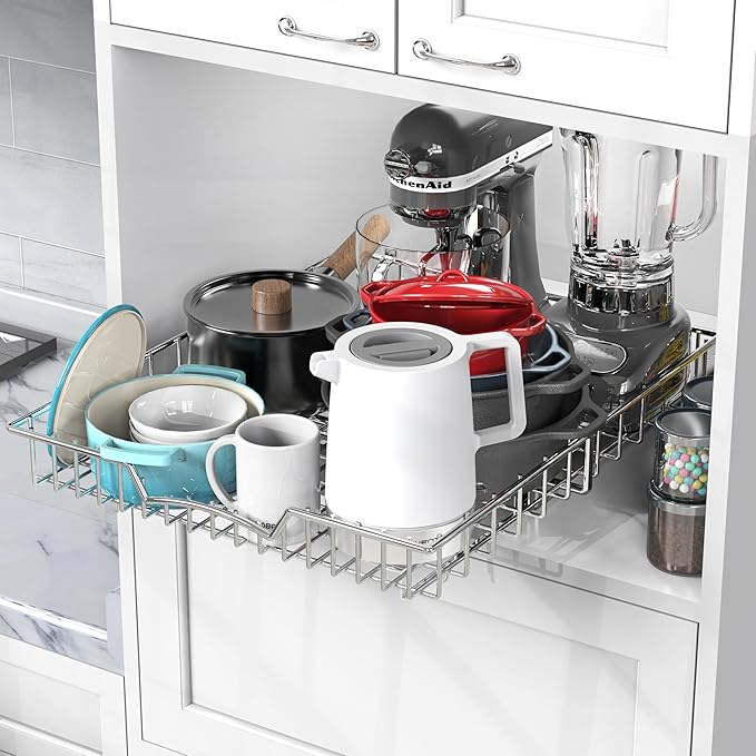 Simple Houseware Under Cabinet Pull Out Sliding Shelf Drawer Organizer, 21" D x 17" W