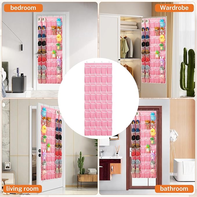 40-Pocket Over the Door Shoe Organizer, Pink-W