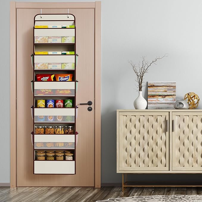 6 Tier Over The Door Organizer With 8 Mesh Side Pockets