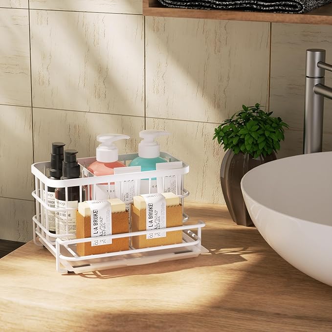 Sink Caddy Sponge Holder, Kitchen Sink Organizer with Drain Tray