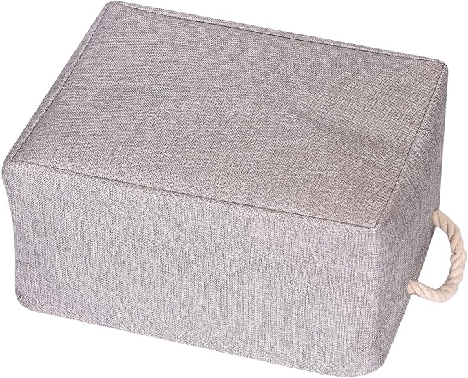 TENABORT 5 Pack Large Storage Basket Bin, Foldable Storage Cube Box Canvas Fabric Collapsible Organizer with Handles for Closet Home Office Clothes Shelf, Grey