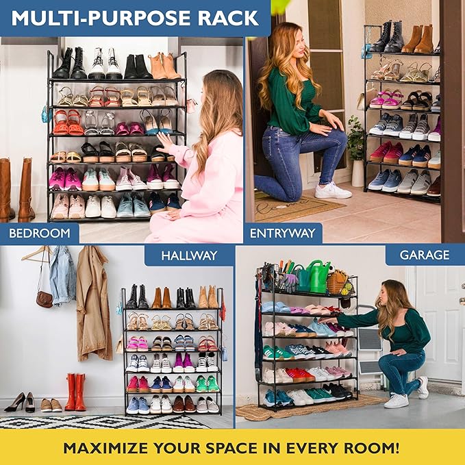 Shoe Rack, 6 Tier Metal Shoe Rack for Front Door Entrance