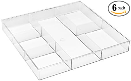 Clear 6-Section Drawer Organizer, For Makeup & Accessories, Sturdy Resin
