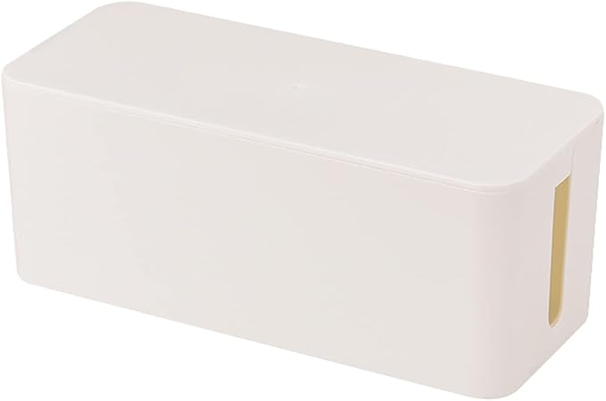 Cable Management Box,Cord Organizer Box for Home and Office System to Cover and Hide, Power Strips, Cords,Surge Protector (Large, White)