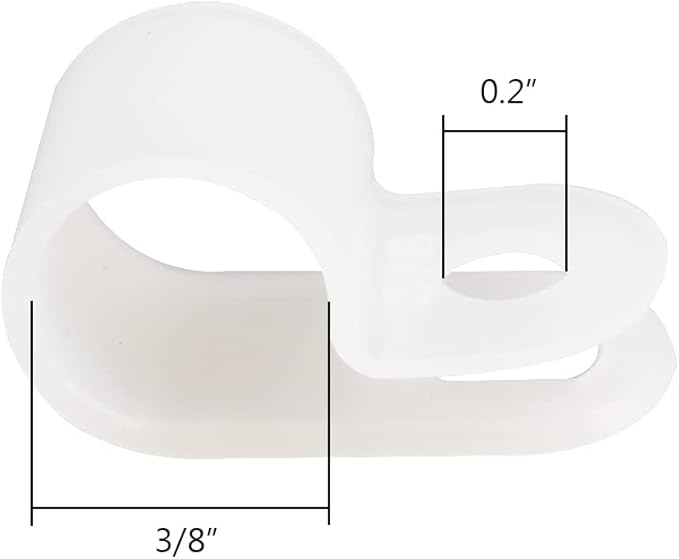 Cable Clamp R-Type Cable Clip Wire Clamp 3/8" Nylon Screw Mounting Cord Fastener Clips with Screws for Wire Management - White - 50 Pcs