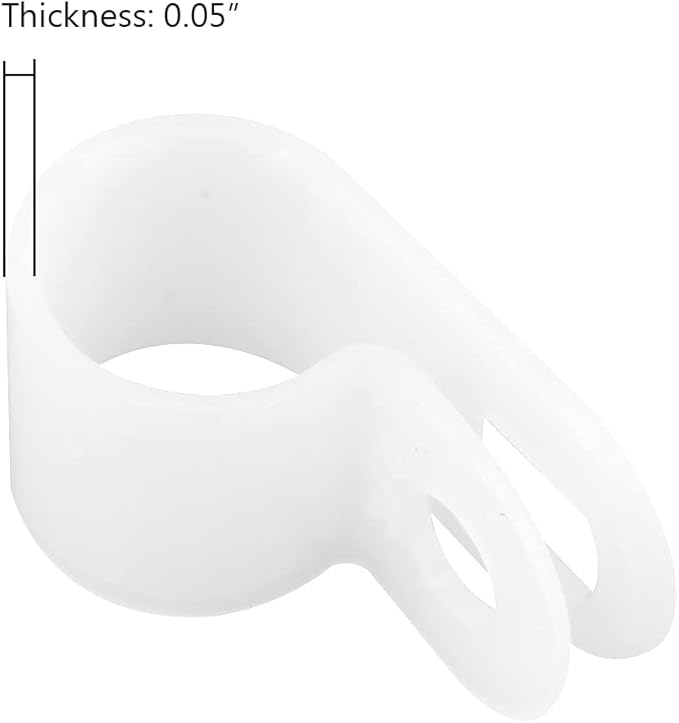 Cable Clamp R-Type Cable Clip Wire Clamp 3/8" Nylon Screw Mounting Cord Fastener Clips with Screws for Wire Management - White - 50 Pcs