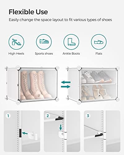 Shoe Rack, 8-Tier with Doors, 32-Pair Storage Cabinet