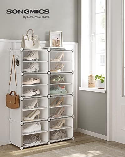 Shoe Rack, 8-Tier with Doors, 32-Pair Storage Cabinet