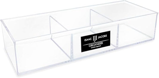 Isaac Jacobs Large 3-Compartment Acrylic Stackable Organizer (12.9" L x 5" W x