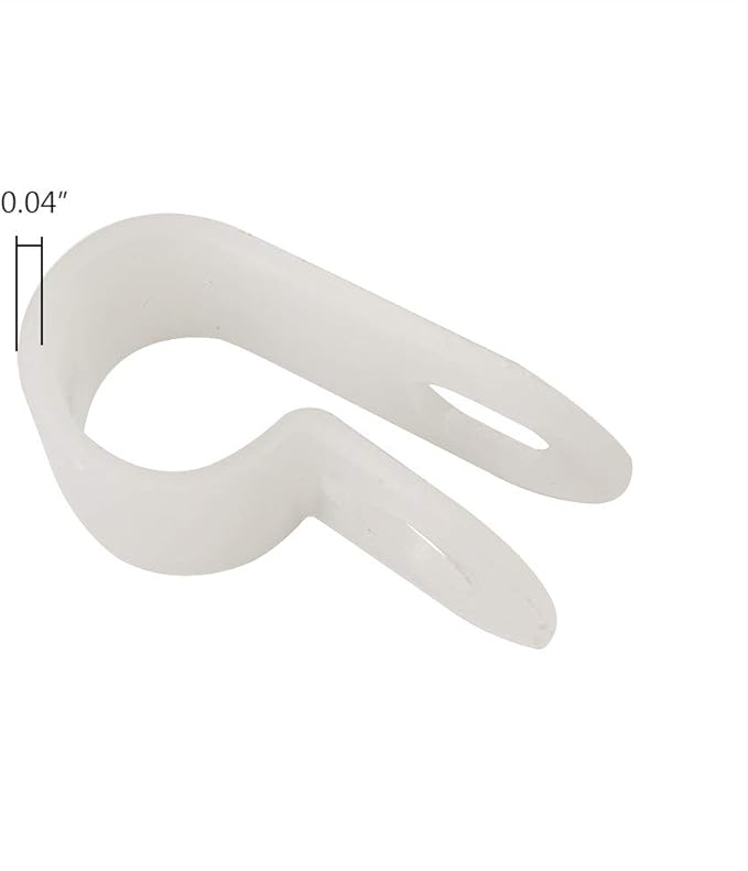 Cable Clamp R-Type Cable Clip Wire Clamp 1/4-inch Nylon Screw Mounting Cord Fastener Clips with Screws for Wire Management - White - 50 Pcs