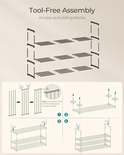 Shoe Rack, 3-Tier Shoe Organizer, Metal Storage Shelf